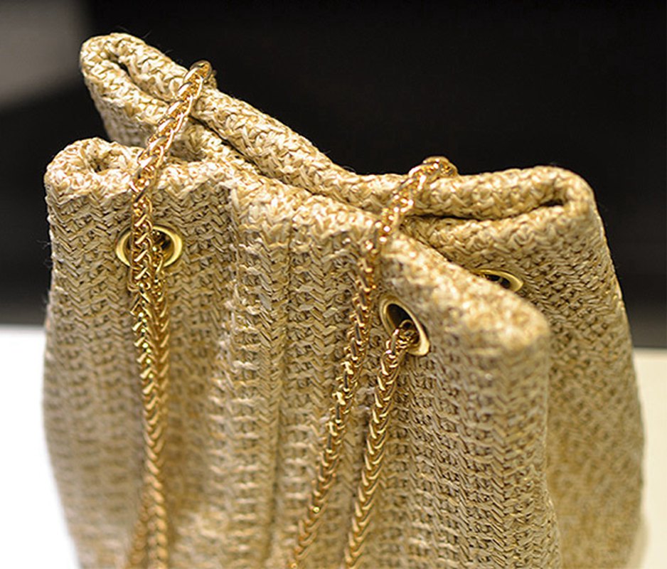 Women's Funky Straw Stripe Bucket Bag