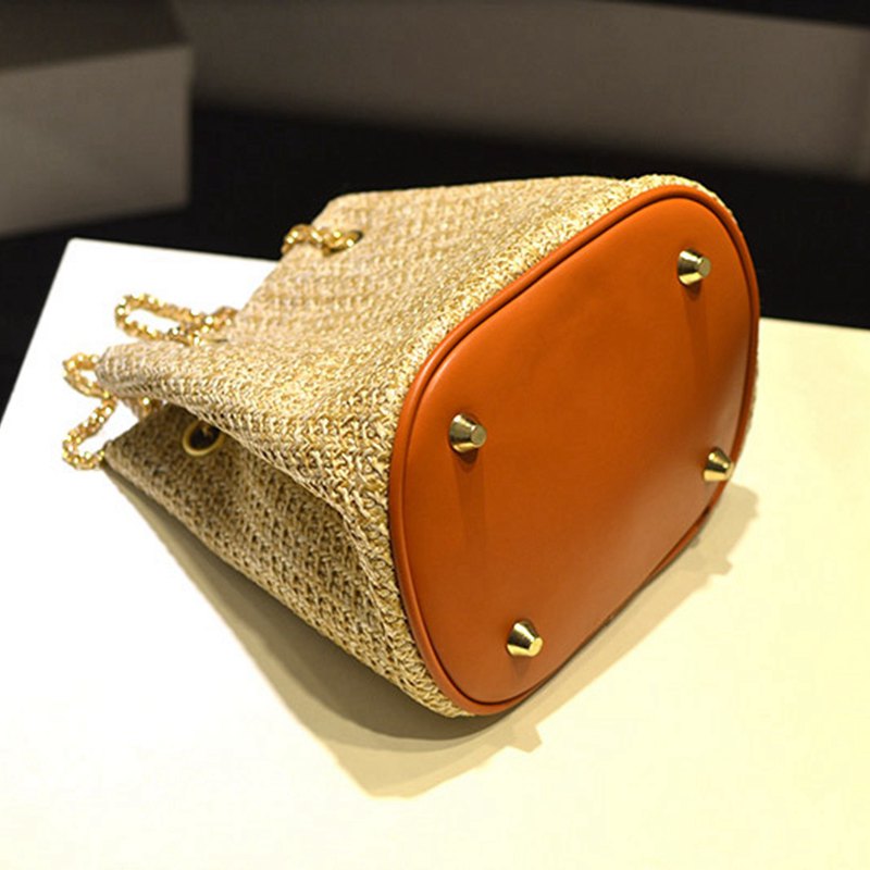 Women's Funky Straw Stripe Bucket Bag