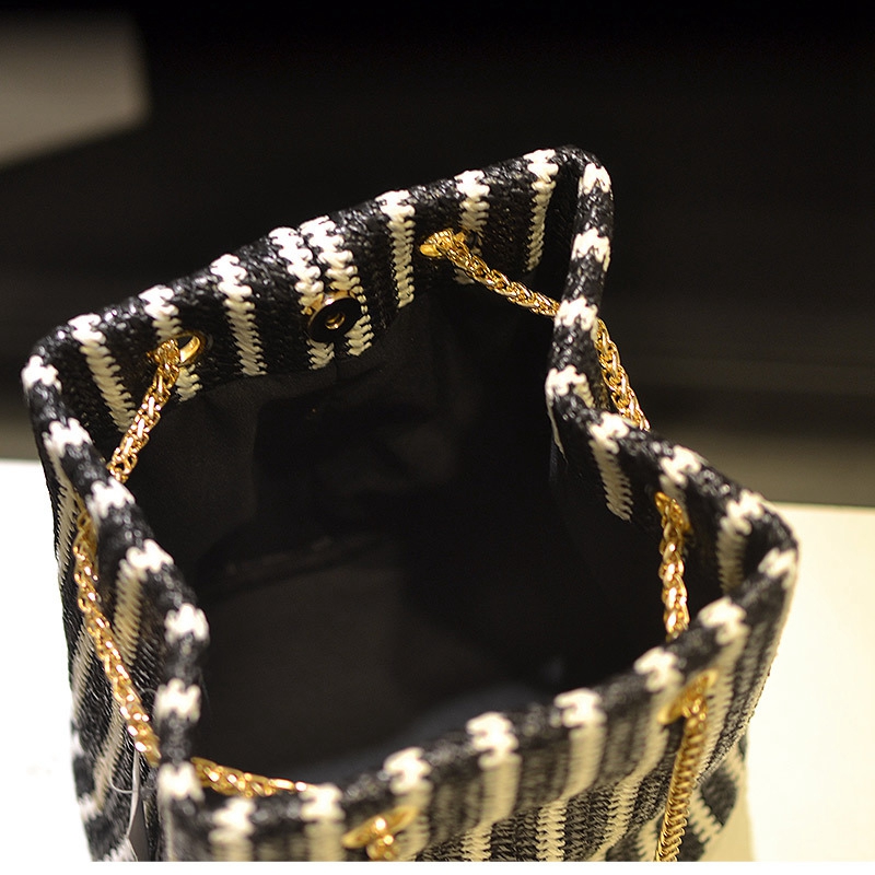 Women's Funky Straw Stripe Bucket Bag