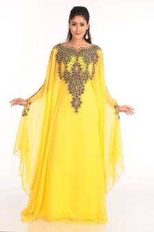 Checkout Embroidery Yellow Kaftans dresses at Mirraw Online Store