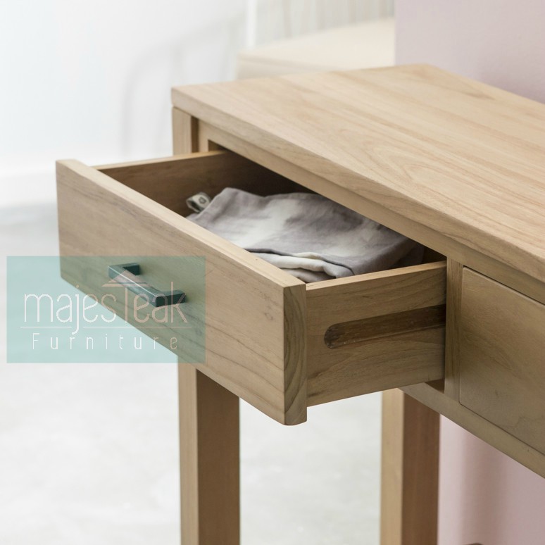 teak console table