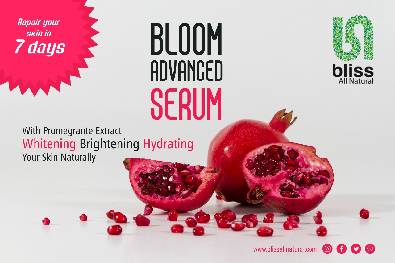 Bliss Advanced Face Serum with Richness of Pomegranate.