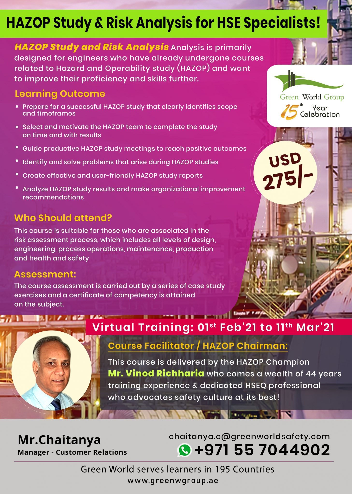 One-Time Offer On HAZOP Study & Risk Analysis For HSE Specialists