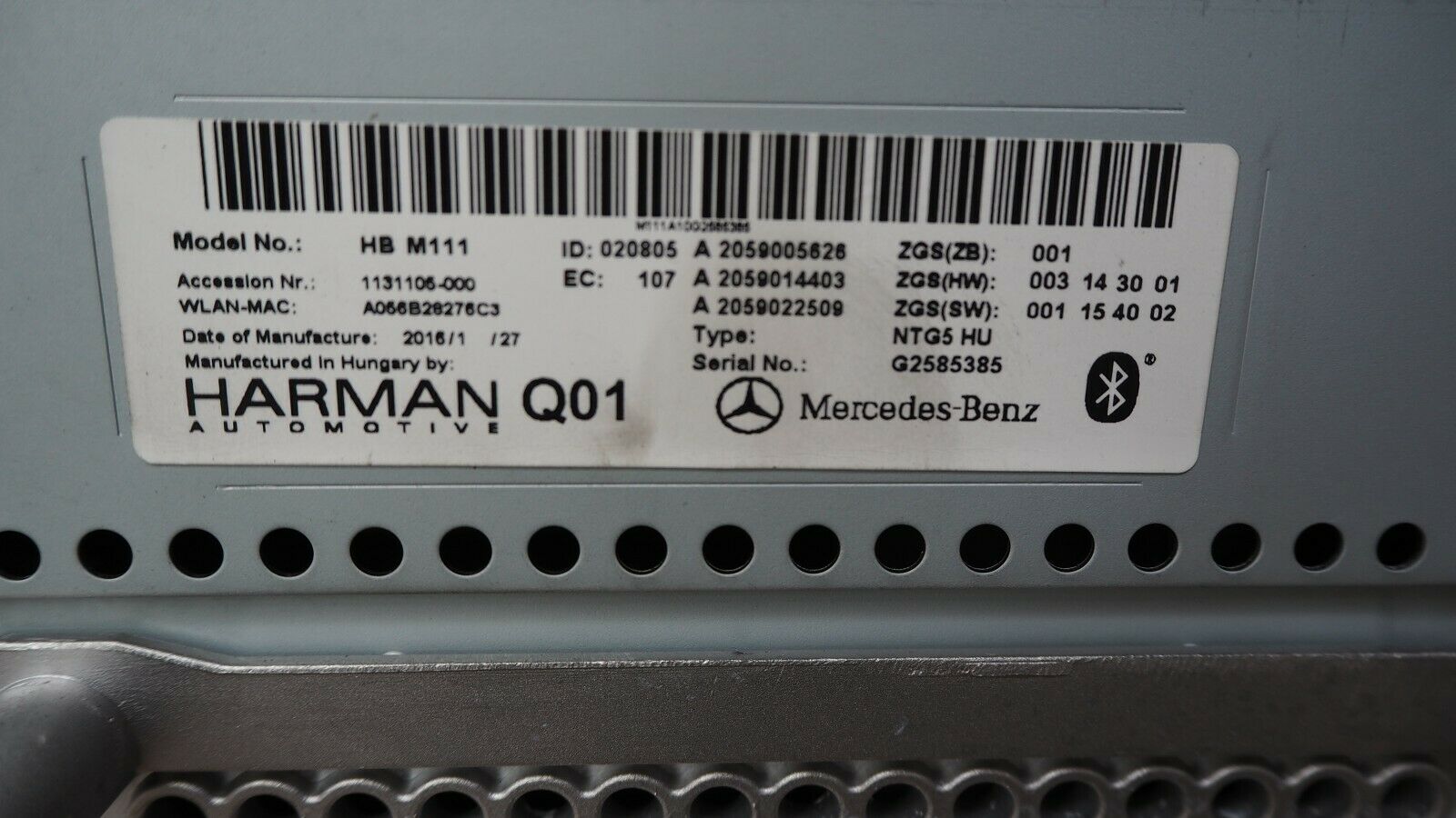 Mercedes W205 C180 2017 Radio CD Audio Receiver