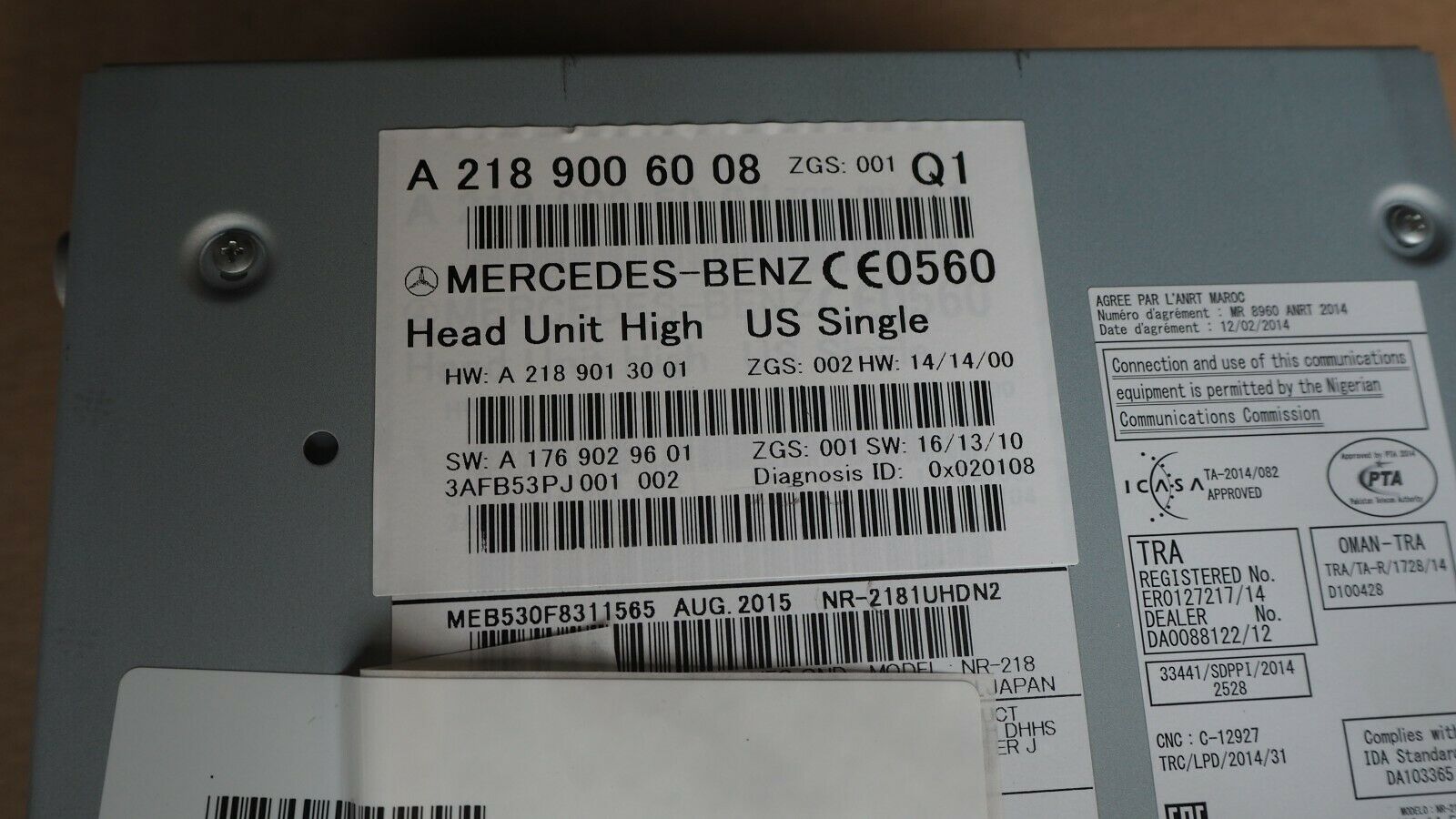 Mercedes W218 CLS 400 2017 Radio Control Unit