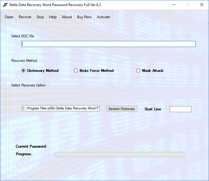 Doc file password recovery software