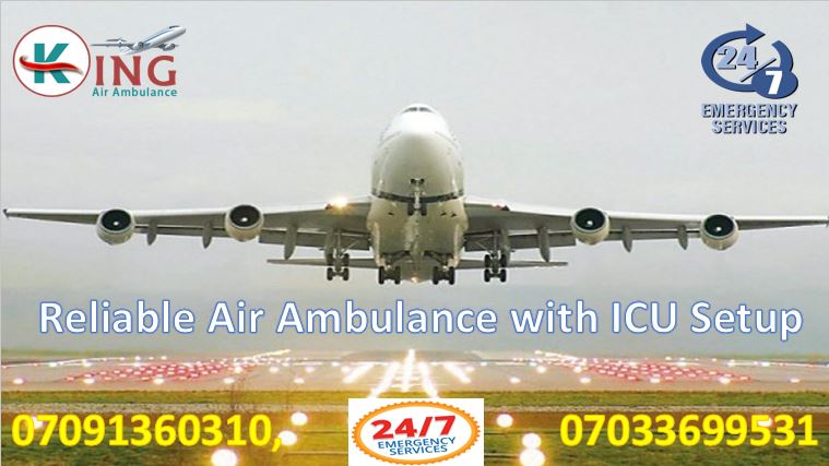 Avail Magnificent Air Ambulance Service in Delhi with Modern ICU by King