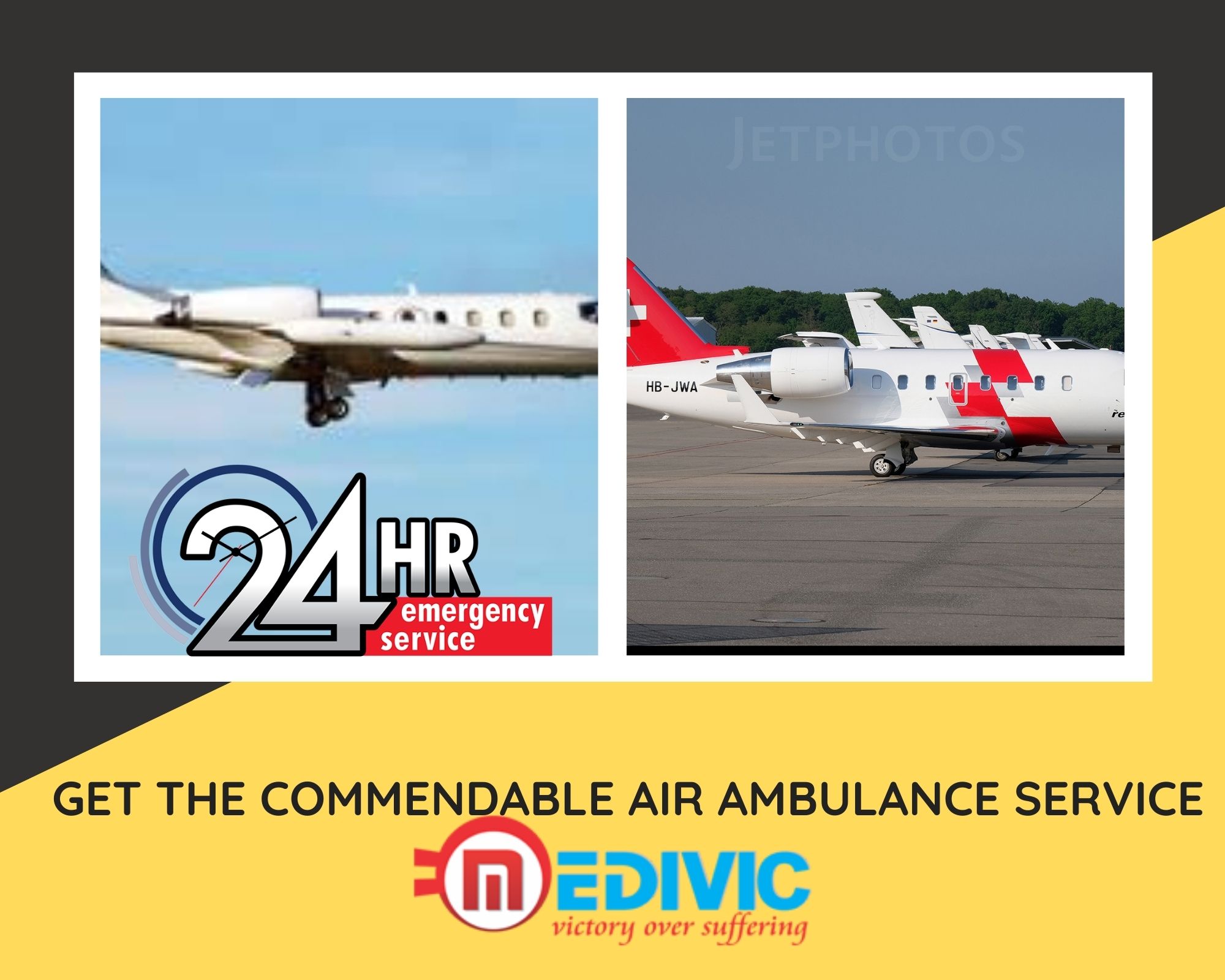 Pick the Air Ambulance in Silchar by Medivic with Evolved Medical Tools