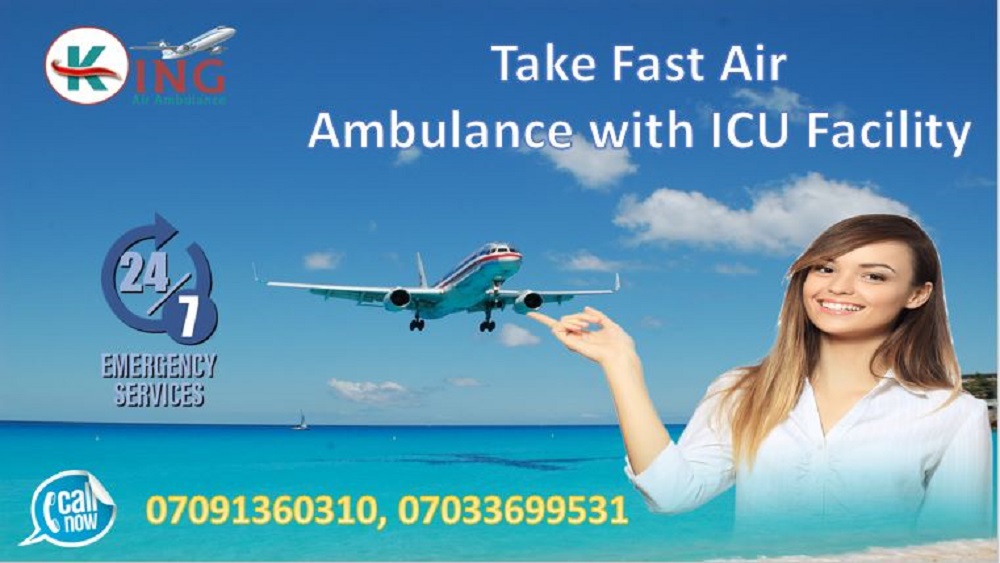 Stunning Air Ambulance from Bangalore with Medical Facility by King