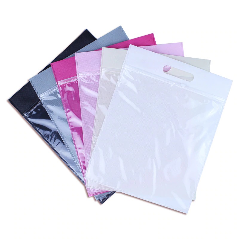 Non woven with pvc zipper pouch