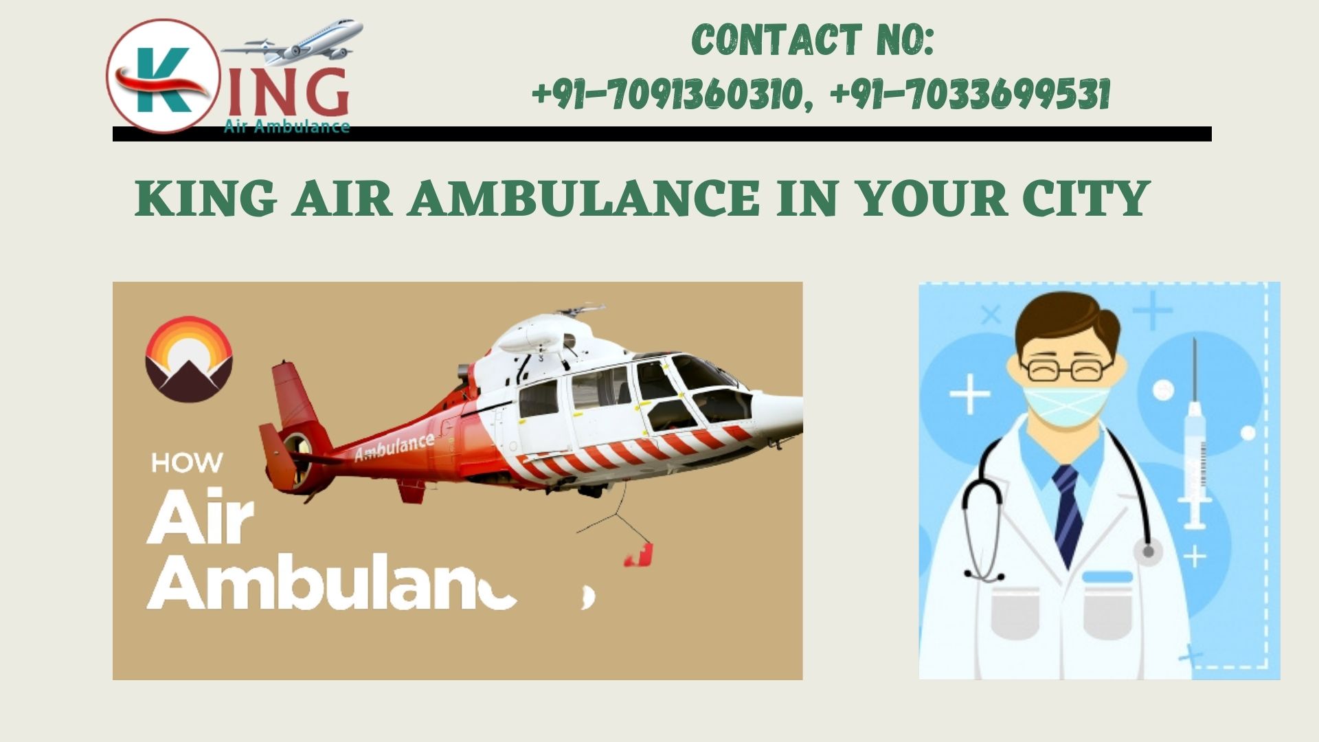 Finest Air Ambulance Service in Kolkata by King with Advanced Medical Tools