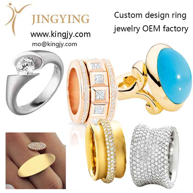 Cubic zirconia manufacturer doing new design yellow gold over 925 silver CZ rings