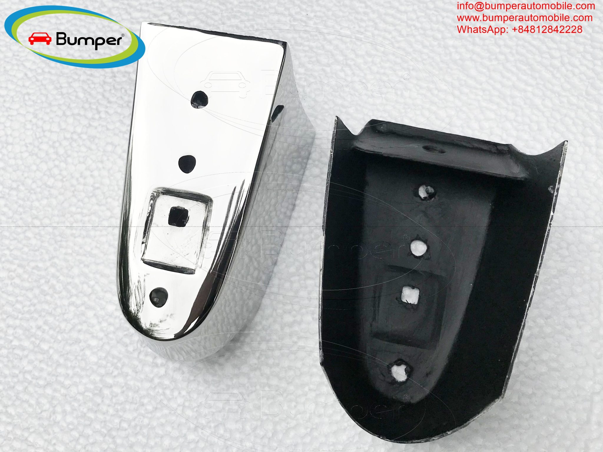 Over riders for Volvo P1800 S/ES bumper (1963–1973) by stainless steel